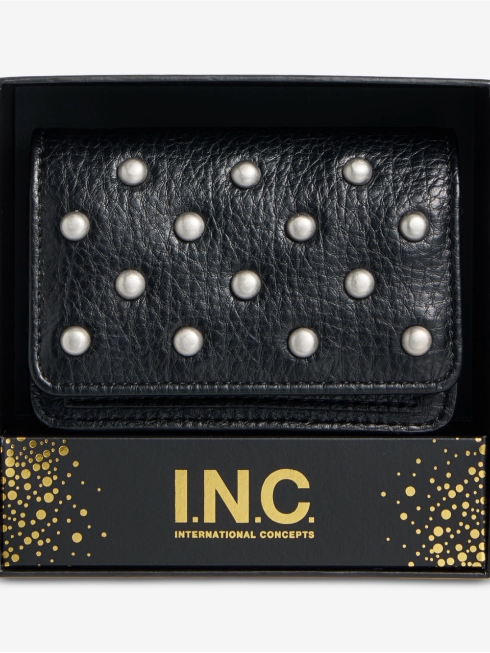I.N.C. Black Studded Leather Purse with Chain NWT
